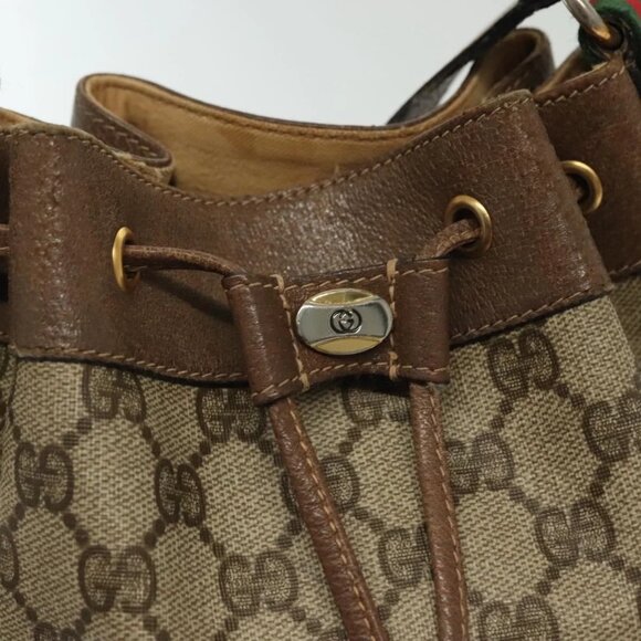 GUCCI GG Supreme Web Sherry Line Bag PVC Beige Gold 41 02 034 Auth 139660 - Picture 13 of 16